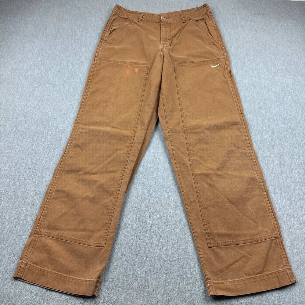 Nike Life Pants Men 30x31 Brown Double Panel Knee Heavyweight Canvas Straight